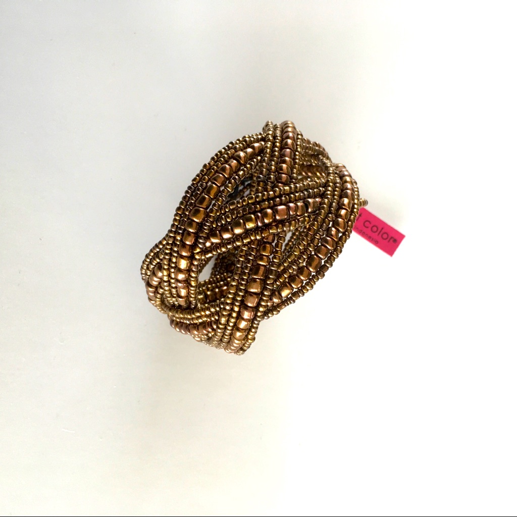 Nwt Copper Beaded Stretch Cuff Bracelet.